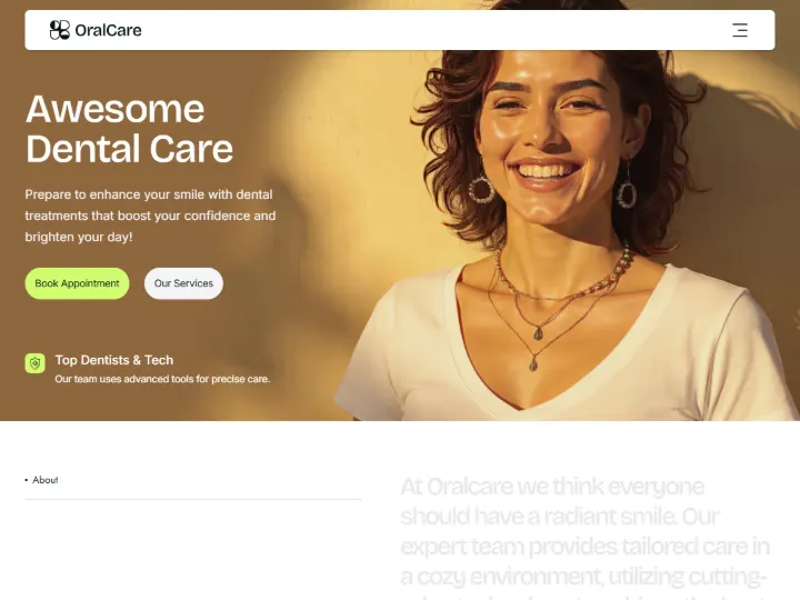Screenshot of the Dental demo website