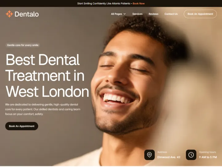Screenshot of the Dental demo website