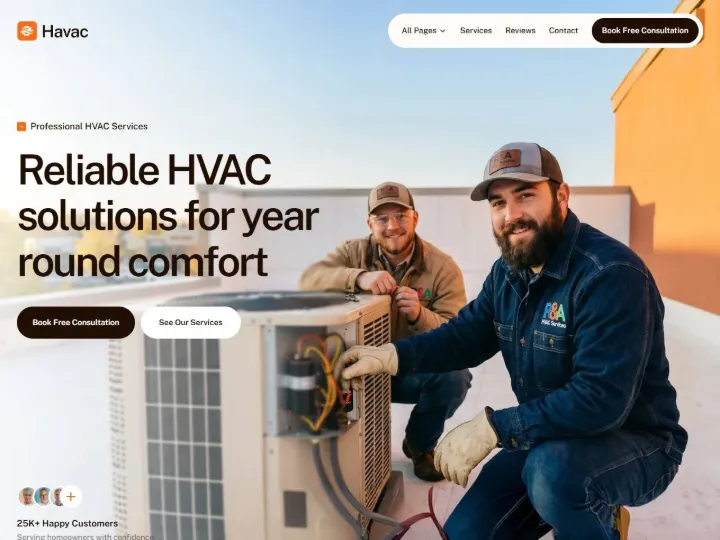 Screenshot of the HVAC demo website