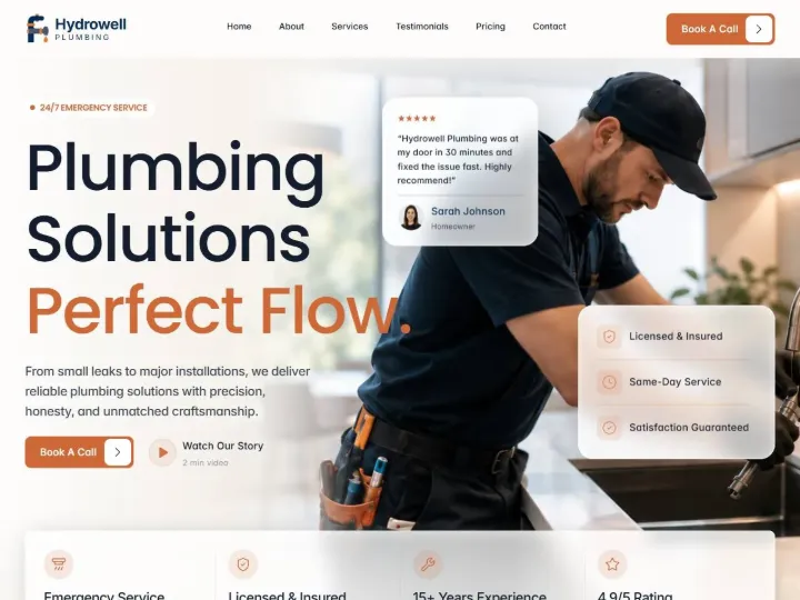Screenshot of the Plumbing demo website