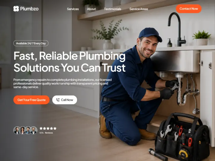 Screenshot of the Plumbing demo website