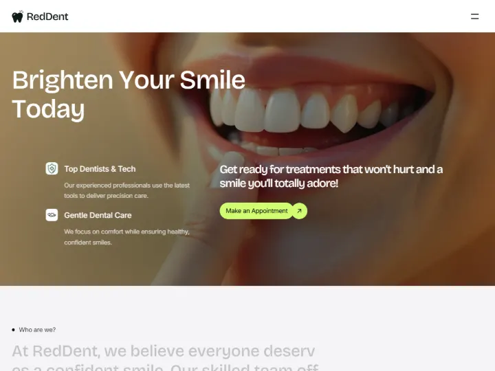 Screenshot of the Dental demo website