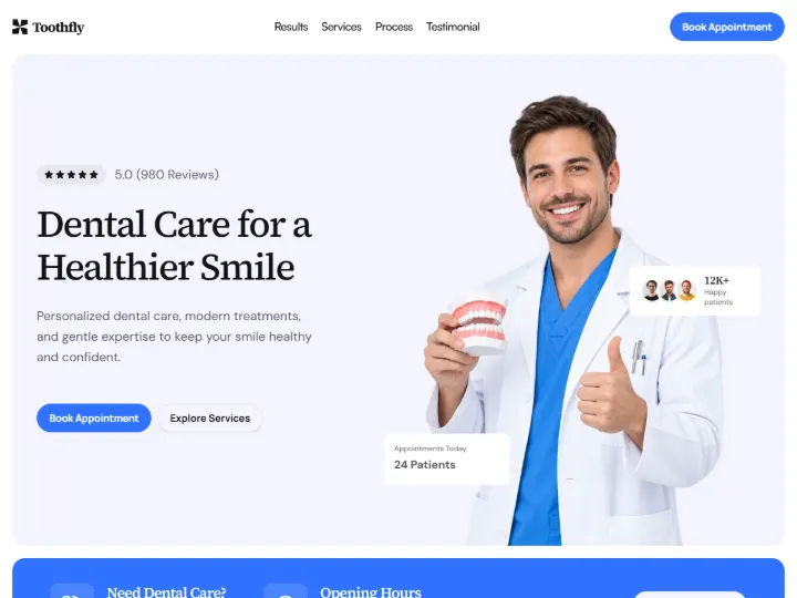 Screenshot of the Dental demo website